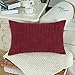 CaliTime Cozy Pillow Cover Case for Couch Sofa Bed Comfortable Supersoft Corduroy Corn Striped Both Sides 12 X 20 Inches Burgundy