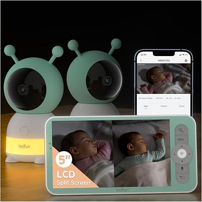 BOIFUN 2K WiFi Baby Monitor with Two Cameras 4x Zoom PTZ Split Screen