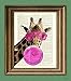 Sharona the 80's Giraffe blowing pink Bubblegum Bubble shuttered sunglasses illustration beautifully upcycled dictionary page book art print
