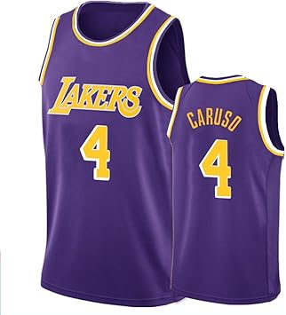 Amazon Co Jp レイカーズバスケットボールジャージカルーソ4 レイカーズレジェンドtシャツメンズスウィングマンノースリーブバスケットボールジャージ通気性 スポーツ アウトドア