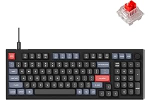 Keychron V5 Wired Custom Mechanical Keyboard Knob Version, 96% Layout QMK/VIA Programmable with Hot-swappable Keychron K Pro Red Switch Compatible with Mac Windows Linux Black (Non-Transparent)