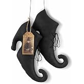 Vintage Halloween Decor - Primitive Witch Shoes Chic Hanging Ornaments for Farmhouse Halloween Wall Door Indoor Outdoor Decoration