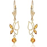 Galaxy Gold GG 0.8 Carat 14k Solid Gold Butterfly Natural Citrine Dangle Earrings