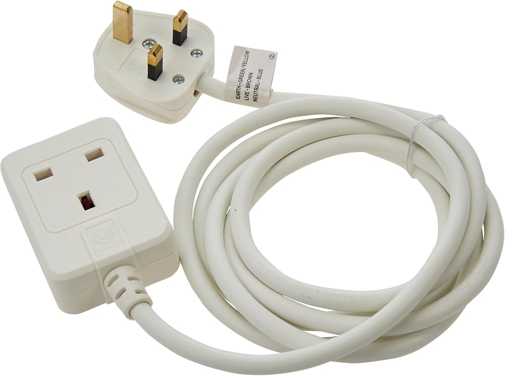 Brennenstuhl Extension Lead 2m 13A BS Plug White Indoor Cable H05VV-F 3G1,5