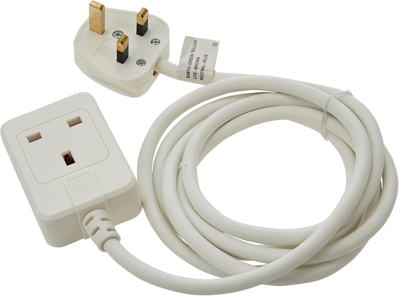 Brennenstuhl Extension Lead 2m 13A BS Plug White Indoor Cable H05VV-F 3G1,5