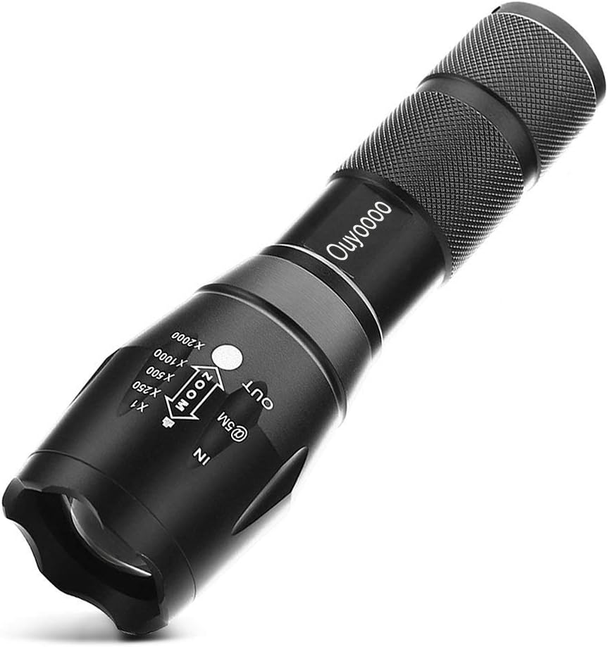 OUYOOOO Tactical LED Flashlight – High Lumen, Portable, Zoomable, Water & Shock Resistant, Handheld Light - Best for Camping, Outdoors, Home, Emergency, or Gift-Giving