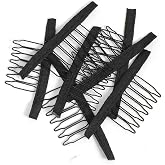 JIUSERLU 20 Pieces Wig Combs Wig Clips Wig Combs to Secure Wig 7-teeth Wig Accessories Tools For Making Wig Caps Wig Comb (Black,20 Pcs)