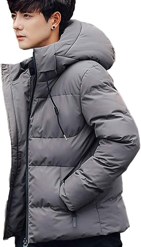 Amazon メンズ ダウンコート 中綿ダウン フード付き 中綿入り 厚手 暖かい シンプルデザイン 防寒 コート ジャケット 通販