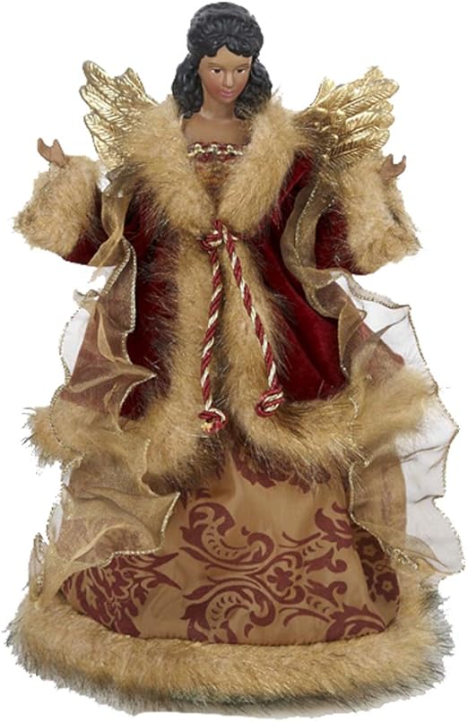 Kurt Adler 12Inch African American Angel in Red and Gold