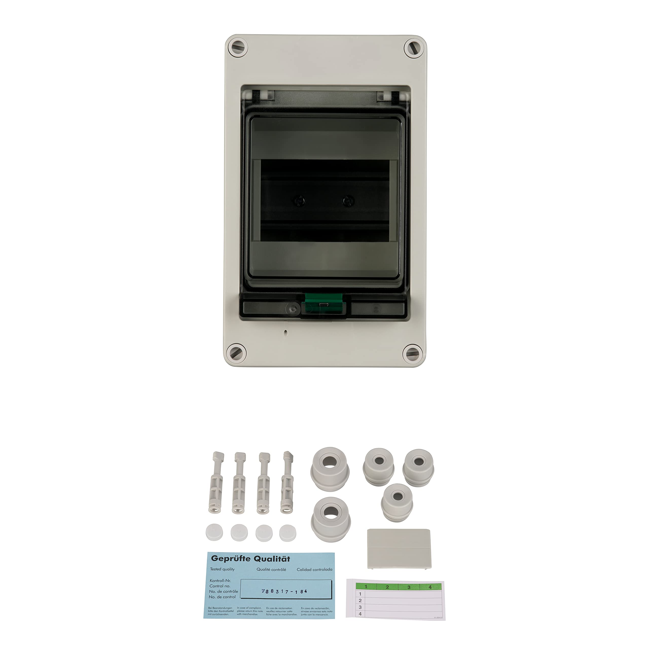REV Ritter 0515541555 Fuse Box Consumer Unit Distribution Board, Surface-Mounted Water-Protected 1 Row EK 04