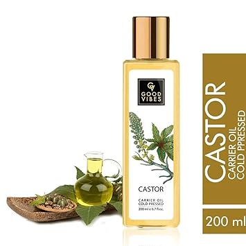 Good Vibes Castor Coldpressed Carrier Oil - 200 ml - Hydrating and Repairing for All Hair and Skin Types - Cruelty Free