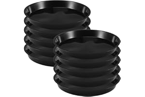Provone 10 Pack Plant Saucers 12 Inches Medium Plastic Plant Drip Trays, Plant Saucers for Potted Plants & Felt Mat for Floor