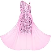 GRACE KARIN Girls Sequin Dress One Sleeve Formal Pageant Prom Party Special Occasion Dresses Size 5-14
