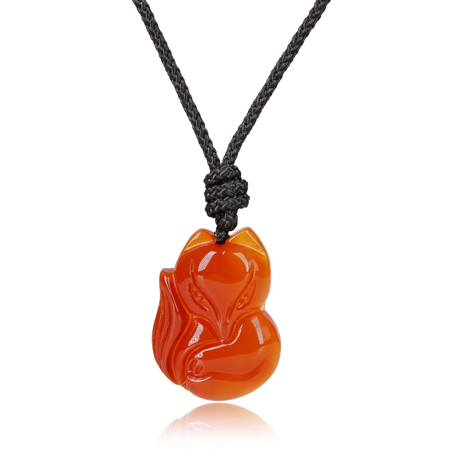 COAI Red Agate Stone Fox Pendant Necklace for Women