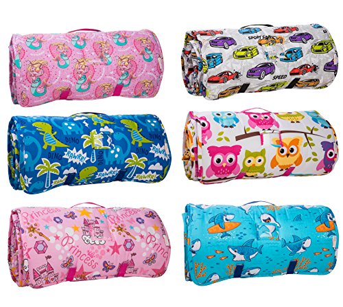 Kids Nap Mat with Removable Pillow - Soft, Lightweight Mats, Easy Clean Toddler Nap Pad for Preschool, Daycare, Kindergarten - Children Sleeping Bag (Pink with Princess Design) by Bambino Bliss - Thumbnail 4