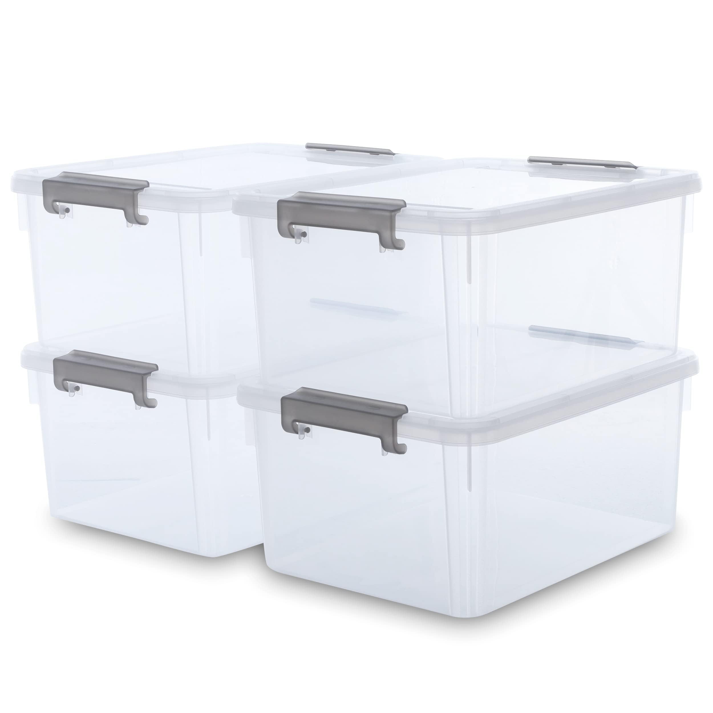 Photo 1 of **reference image**Citylife 17 QT Plastic Storage Bins with Latching Lids Stackable Storage Containers for Organizing Large Clear Storage Box for Garage, Closet, Kitchen, **6Packs**
