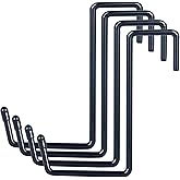 DINGEE Vinyl Coated Heavy Duty Large Hooks for Hanging,Rafter Hanger Hook,Garage Bike Hooks,Ladder Hooks Storage Organizer,Large Object,Tools,Hose,Ropes and Pool Equipment Hooks Black 4 Pack