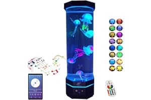 Lightahead LED Sensory Jellyfish Aquarium Lamp with Bluetooth Speaker and Color Changing Light Effects. Majestic and Standing Tall at 16 Inches! Large (16 Inches Tall)