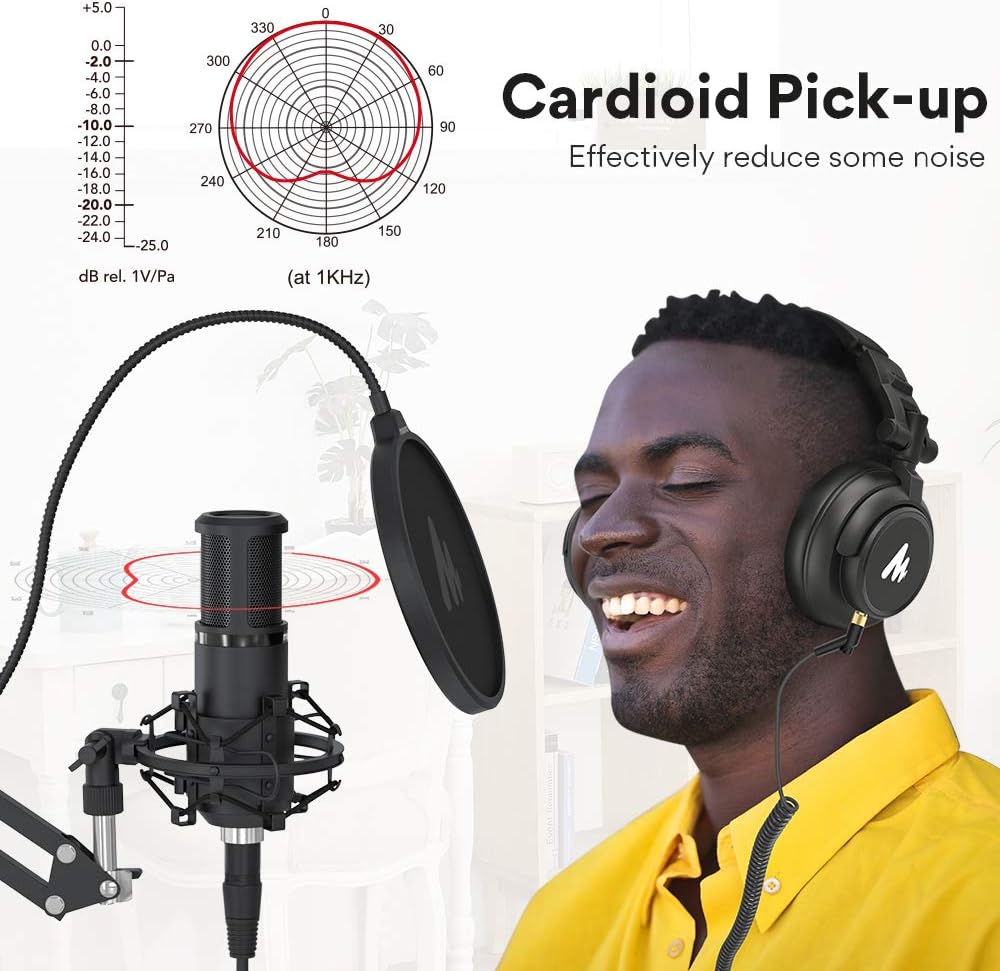 XLR Condenser Microphone Kit MAONO AU-PM320S Professional Cardioid Vocal Studio Recording Mic for Streaming, Voice Over, Project, Home-Studio: Home Audio & Theater