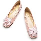 C.Paravano Ballet Flats for Women | Women's Flats | Square Toe | Slip On Dress Shoes | Satin Flower Shoes