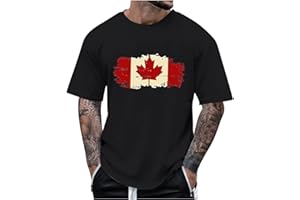 Canada Tshirts for Men Canada Day Patriotic Shirts Summer Tops for Men Short Sleeve Round Neck Maple Leaf T-Shirt