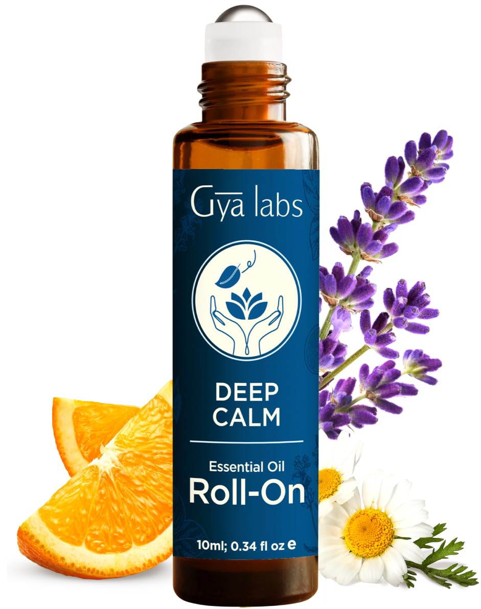 Gya Labs Deep Calm Essential Oil Roll on - Relaxing Gifts for Women, 100% Pure Natural Calming Oil, Chamomile & Lavender Aromatherapy Blend, Travel Size (10ml)