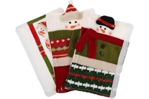 Healifty 3pcs Christmas Refrigerator Handle Covers Snowman Plush Dishwasher Handle Sleeves, Decorative Kitchen Microwave Appliance Handle Covers for Holiday Winter Season