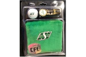 CaddyPro Saskatchewan Roughriders Golf Gift Set, Official CFL Licensed, Green Towel with Ball Marker and Divot Tool, 4-Piece 