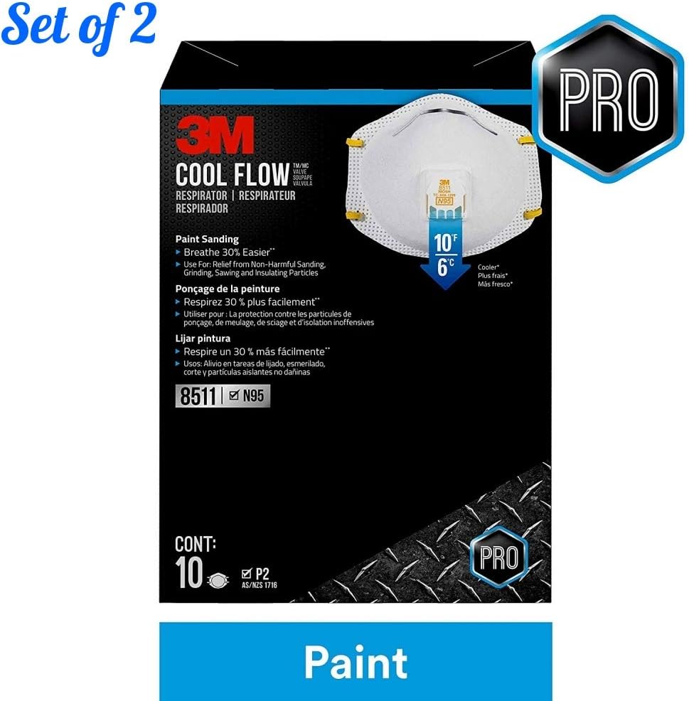 3M 8511 Respirator, N95, Cool Flow Valve (10-Pack) (Set of 2)