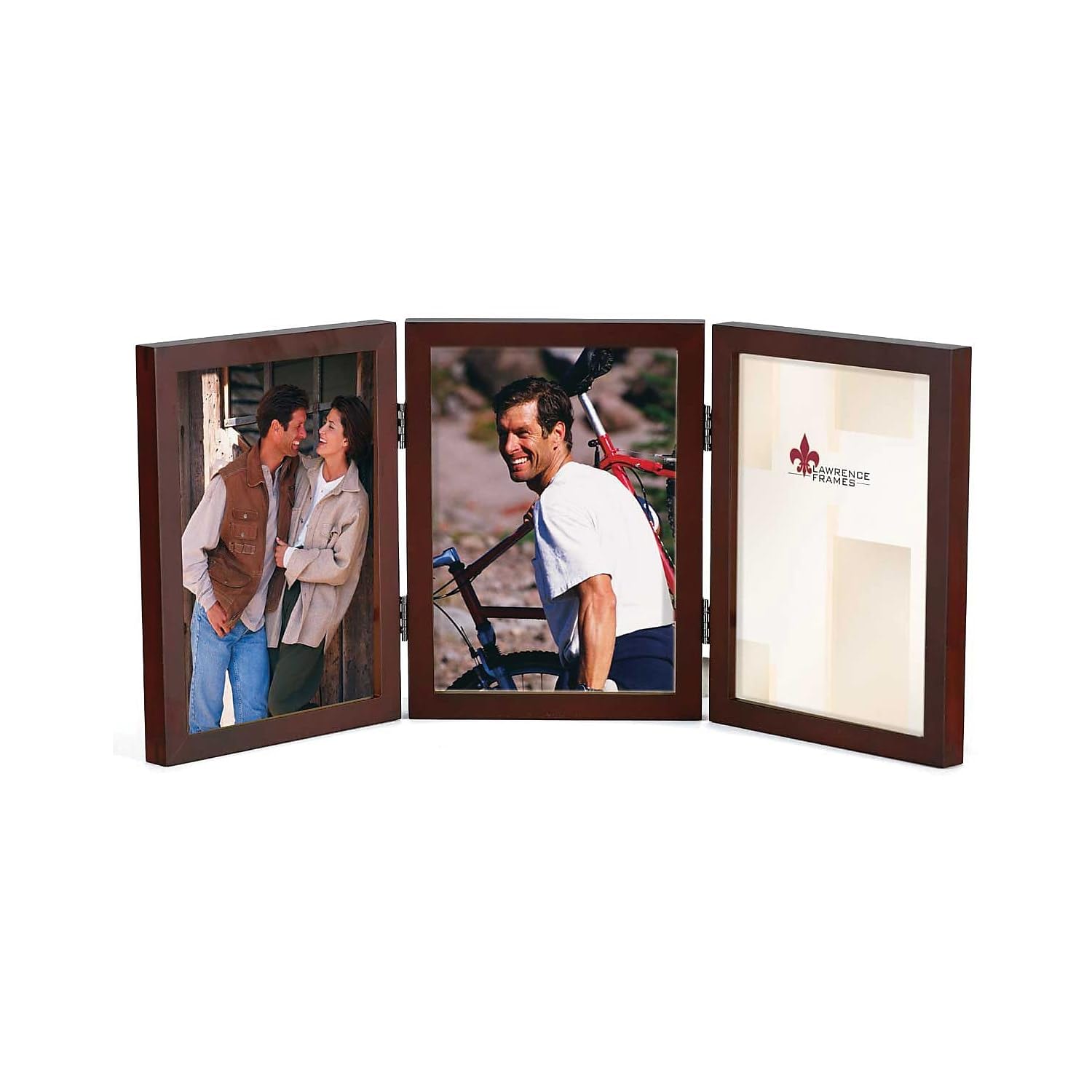 Lawrence Frames Hinged Triple Walnut Wood Picture Frame, Gallery Collection, 5 by 7-Inch — image 1