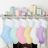 Croknit 6ps Pastel Christmas Stockings 18 Inches Macaron Velvet Christmas Tree Decoration Candyland Stockings for Xmas Hanging Decorations Xmas Tree Mantel Fireplace Stair