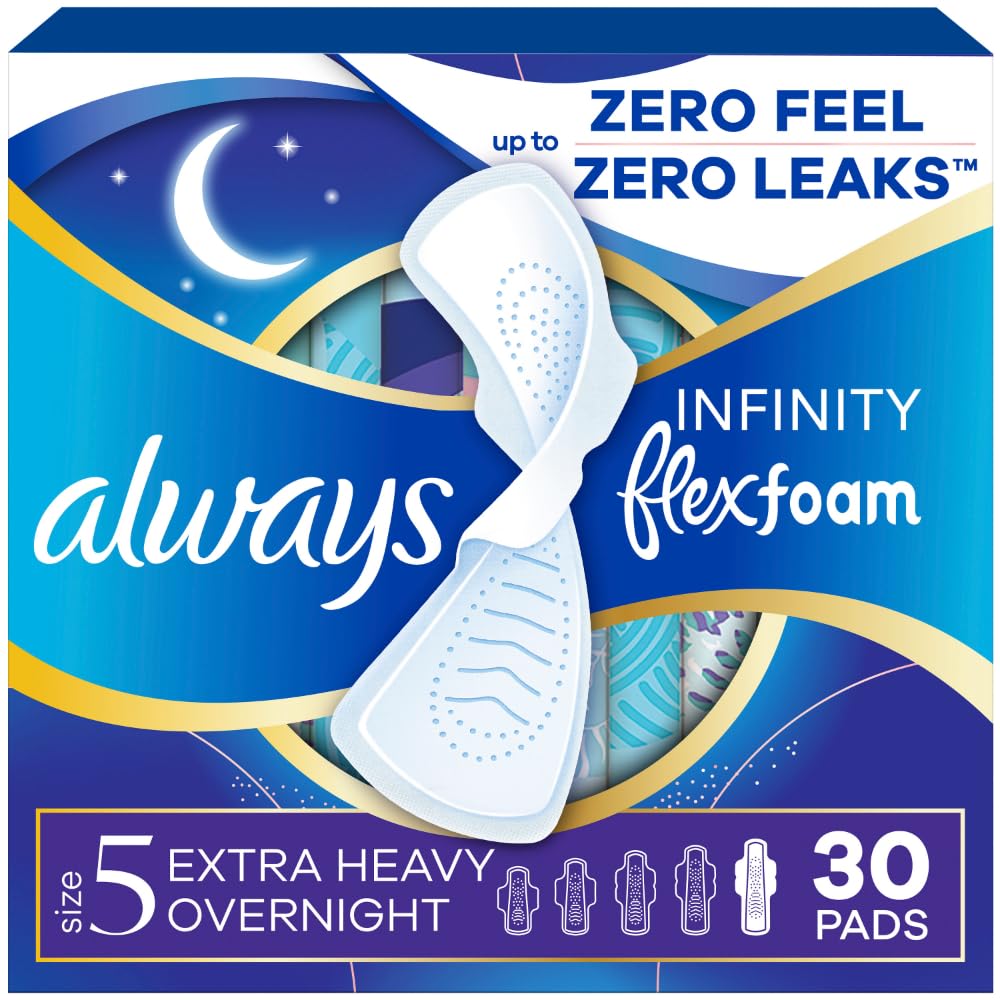Photo 1 of ***MISSING PARTS***
Always Infinity Feminine Pads for Women, Flexfoam Pads with Wings, Size 5, Extra Heavy Overnight Absorbency, Unscented, 30 Count