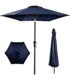 7.5 ft steel market patio umbrella in denim Amazon.com : Best Choice Products 7.5ft Heavy-Duty Round Outdoor Market  Table Patio Umbrella w/Steel Pole, Push Button Tilt, Easy Crank Lift