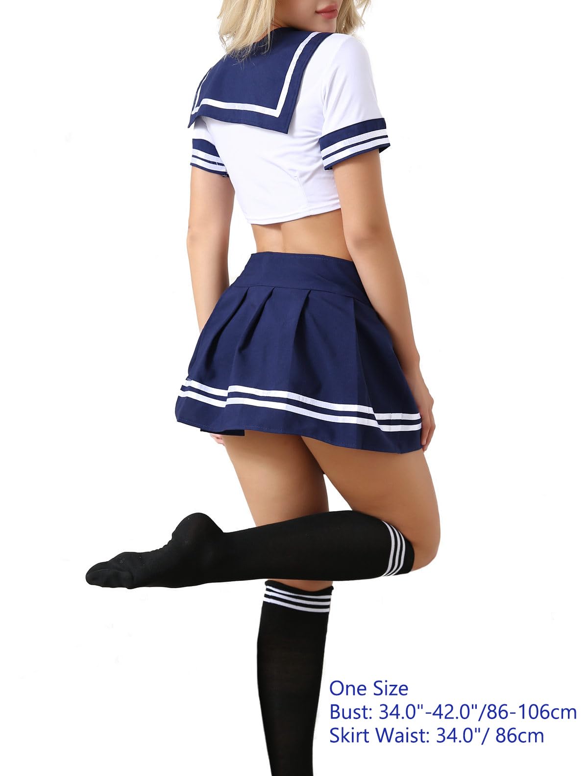 ANJAYLIA Women Lingerie Schoolgirls Outfit Lingerie Roleplay Cosplay Sailor Costumes with Socks