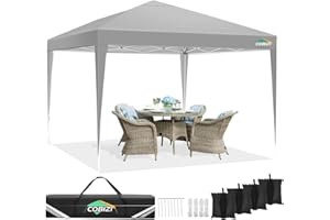 COBIZI 10x10 Ez Pop Up Canopy Tent, UPF 50+ Waterproof Outdoor Canopy, Instant Portable Camping Canopies Gazebo for Commercial Sun Shade Party Backyard with 4 Sandbags(Gray)