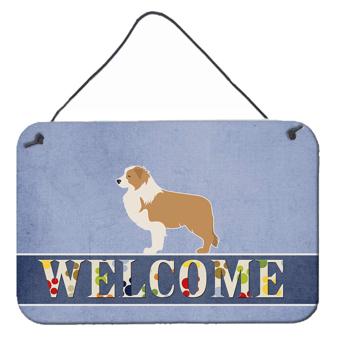 Caroline's Treasures Red Border Collie Welcome Metal Print, Multicolor, 8 x 12