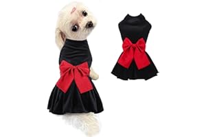 MAMORE Dog Dress with Bowknot, Fashional All Weather Puppy Clothes Wedding Holiday Princess Pet Dresses for Small Dogs Cats Girl (Black, Large)