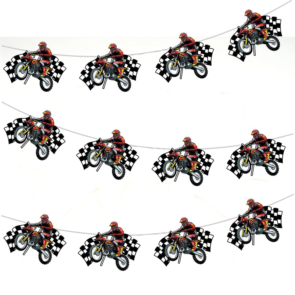 AK Giftshop Motocross Bunting Party Decorations - 12pcs / 2.5m Ribbon