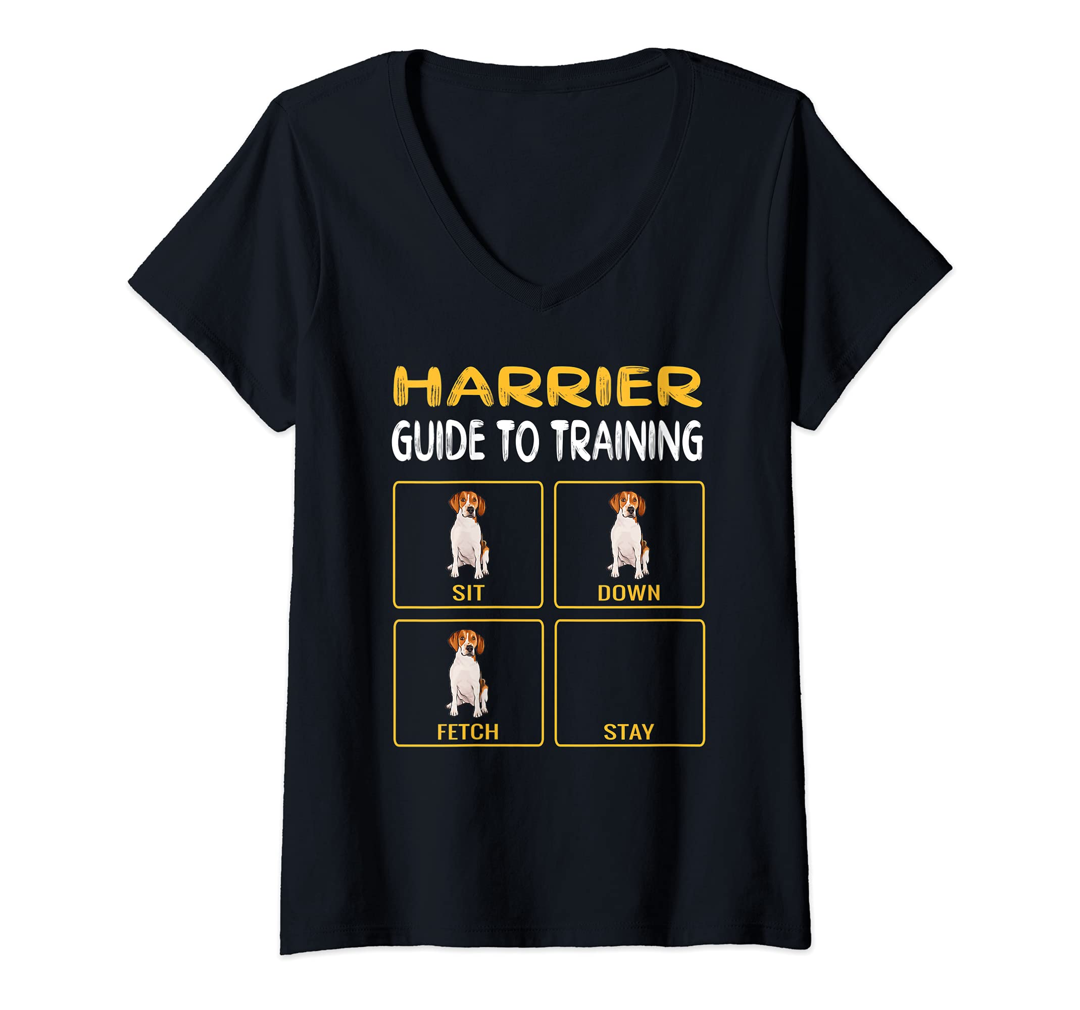 Womens Funny Harrier Guide To Training Dog Obedience V-Neck T-Shirt
