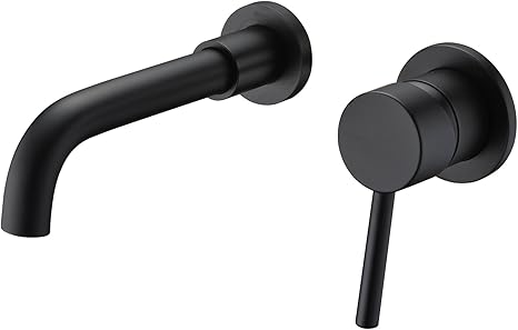 Wall Mount Bathroom Faucet Black Finish Rough In Valve Included