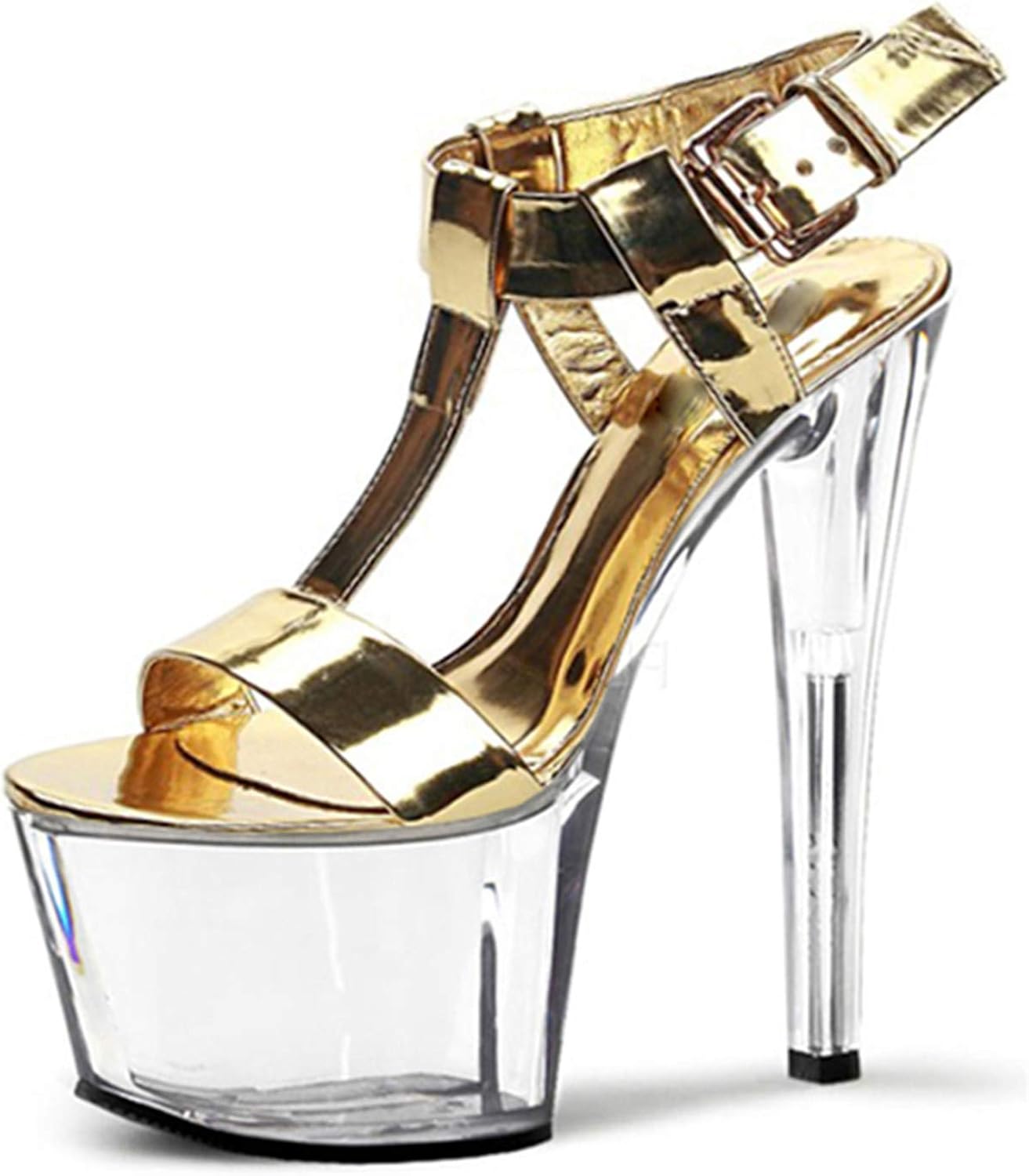 NNHLPO& New 17Cm Clear High Heel TStrap Women Sandals