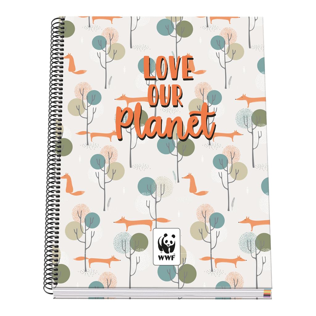 DOHE - A4 Squared Notebook - Spiral Binding, 100 Sheets of 90 g/m², 5 mm Square, Hardcover, WWF Love Our Planet, School Supplies - FSC Mix AEN-COC-000243