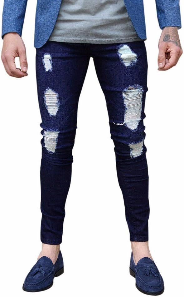 Mens Jeans, Balakie Stylish Skinny Denim Trousers Ripped Casual Long Denim Pants