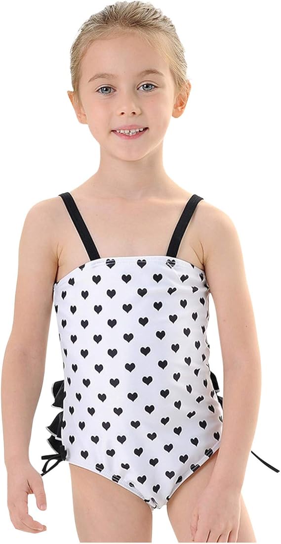 Fgsdd Costume da bagno da bambina, con bretelle stampate, motivo