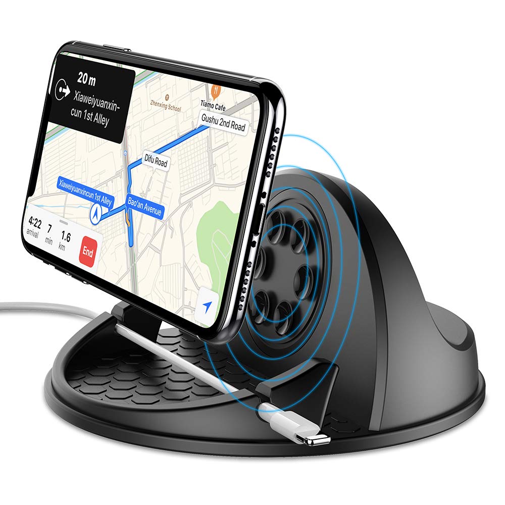 Wireless Car Charger Mount 10W Fast Charging Car Phone Holder with QC 3.0 Silicone Anti-Slip Desk Phone Stand Compatible with iPhone Samsung Android Smart Phones GPS Devices and More