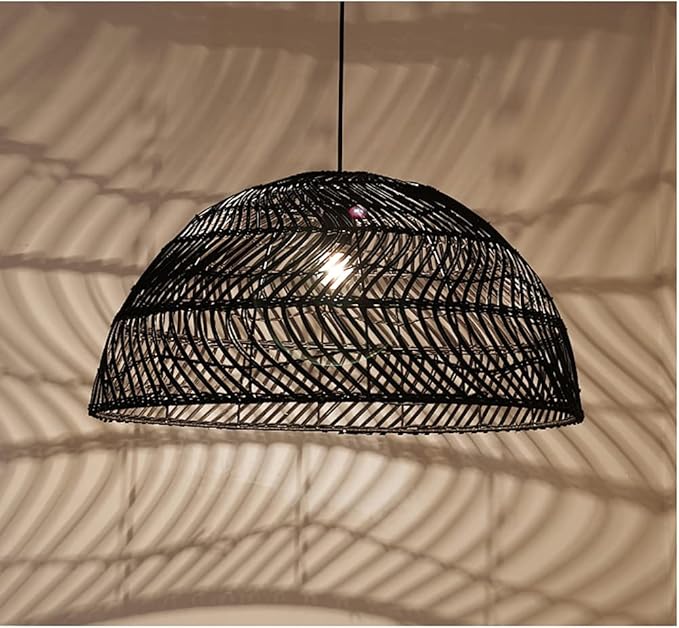 Tritow Handwoven Rattan Chandelier Semicircle Rattan Lamp Shade E27