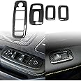 Jogon Carbon Fiber Window Lift Button Panel Trim for Dodge Ram 1500 TRX Pickup Off-Road Laramie Rebel Limited 2019 2020 2021 2022 2023 2024 Armrest Window Rise Lift Down Frame (Glossy CF)