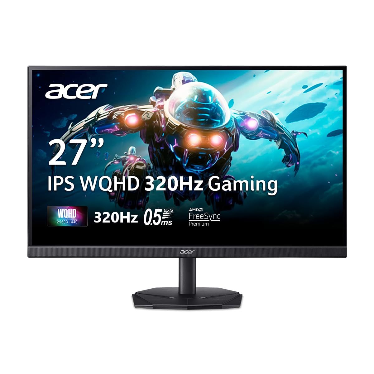 Acer Nitro 27” Gaming Monitor | WQHD 2560 x 1440 | IPS | ZeroFrame | AMD FreeSync Premium | 320Hz Refresh Rate | Up to 0.5ms | DCI-P3 90% | 1 x Display Port 1.4 & 2 x HDMI 2.1 | KG271U F3bmiipx
