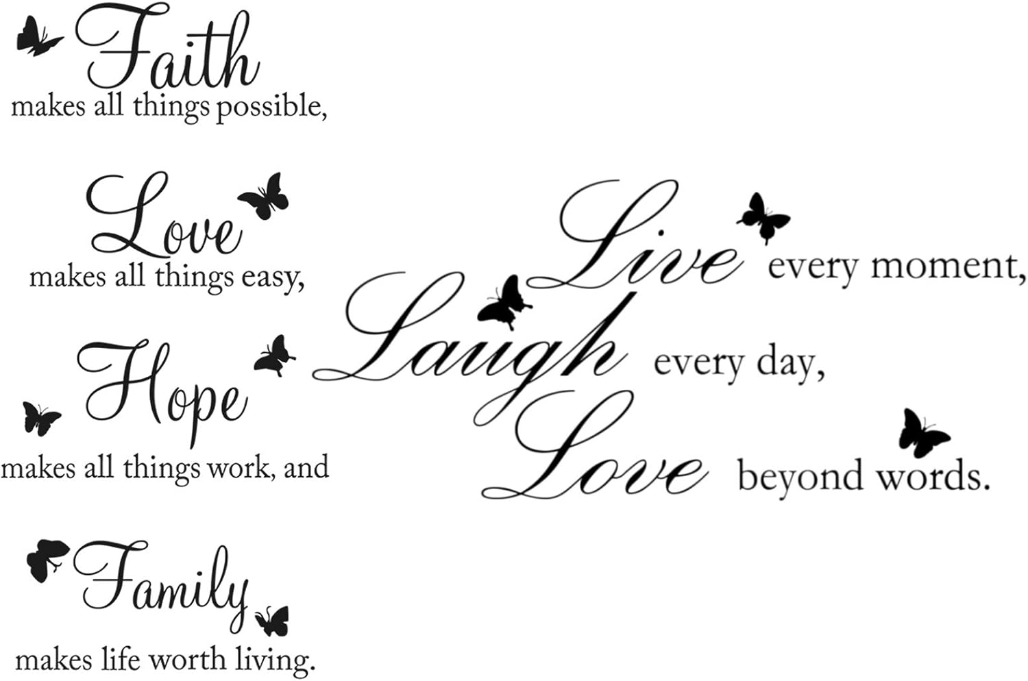 Zonon 2 Pieces Vinyl Wall Decals Faith Makes All Things Possible Live Laugh Wall Love Decals Wall Stickers Quotes Inspirational Decals Butterfly Wall Quote Sayings Stickers for Home Decors