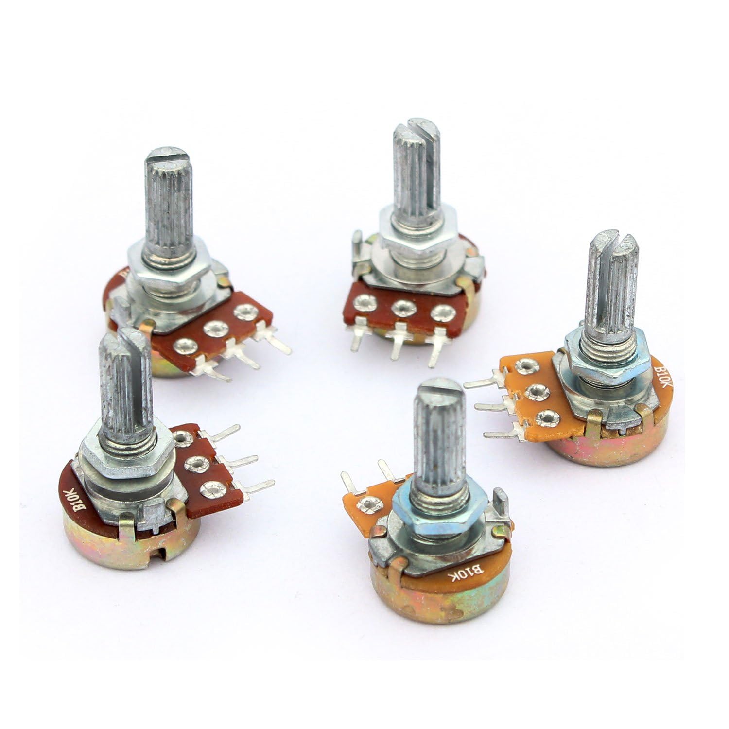 56Tiankoou 5 Pcs B10K 10K ohm Single Linear Taper Rotary Potentiometers